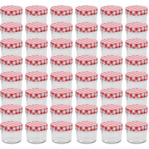 BERKFIELD HOME Royalton Glass Jam Jars with White and Red Lids 48 pcs 110 ml