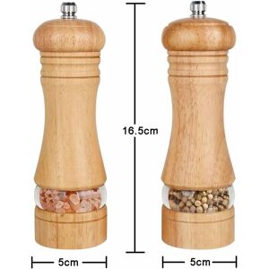 Set of 2, Wooden Salt and Pepper Shakers, Adjustable With Ceramic Spice Grinder, 6' - Alwaysh