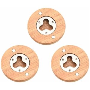 Héloise - Set of 3 Wooden and Stainless Steel Bottle Openers for Home, Bar (Khaki)