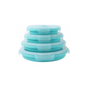 ROSE Set of 4 Collapsible Round Food Storage Containers with Lids for Camping, bpa Free