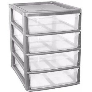 VISS Silver 4 Drawer Plastic A4+ Slim Tower