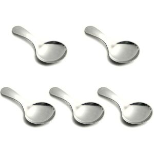 Woosien - Stainless Steel Short Handled Serving Spoons for Ice Salt Tea Coffee (Silver, Pack of 5)
