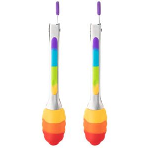 Set of 2 Mini Rainbow Silicone & Stainless Steel Tongs - Taylor's Eye Witness