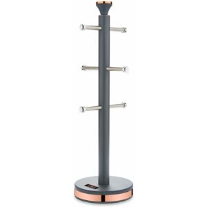 T826132GRY Cavaletto Mug Tree with Stainless Steel Stoppers, Soft Underliner, Grey and Rose Gold, 13.5 x 13.5 x 43.5 cm - Tower