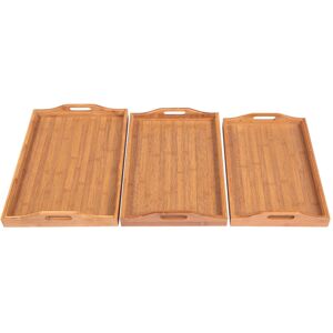 FAMIHOLLD Tray With Handles, Three Piece Suit, Wood Color