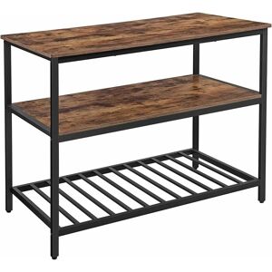 SONGMICS Vasagle Baker's Rack, Kitchen Island with Large Worktop, Stable Steel Structure, 120 x 60 x 90 cm, Industrial Kitchen Shelf, Easy to Assemble, Rustic