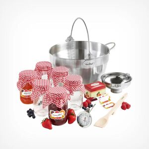 Vonshef - Jam Making Kit- Starter Set Bundle includes 9L Maslin Pan (Induction Hob Suitable), 6x 450ml Glass Jars & Lids, Thermometer, Preserving