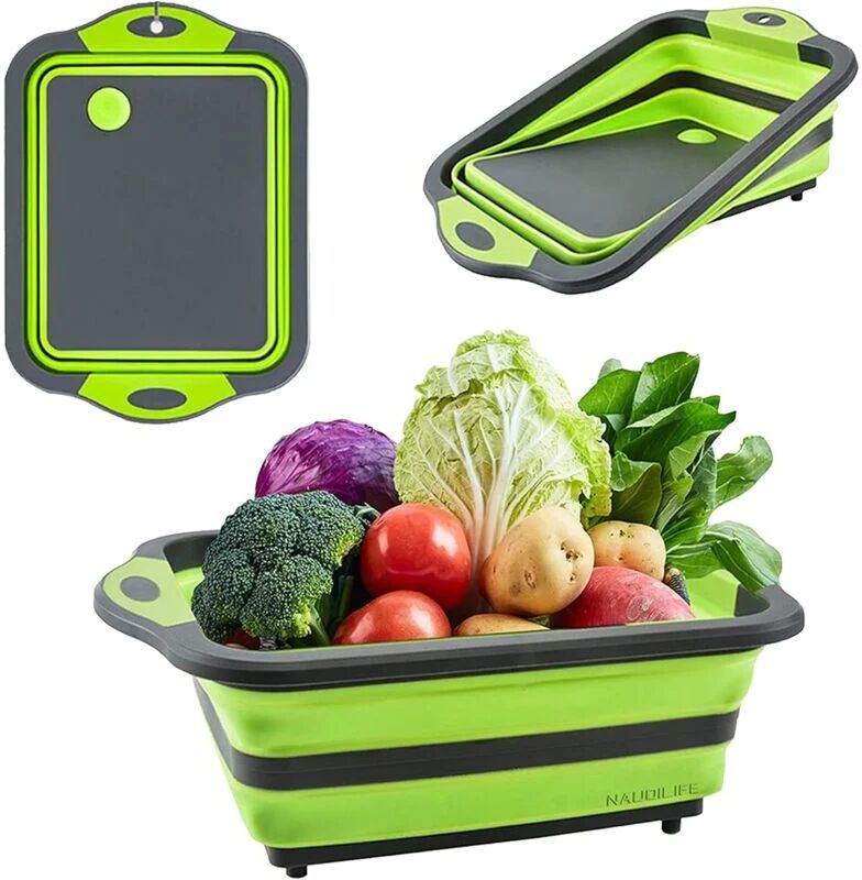 Héloise - folding cutting board camping accessories multi-functional silicone folding container portable kitchen table drain basket suitable for