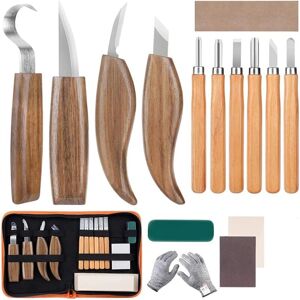 Gotrays - 15 inches (about 38.1 cm) - Walnut Carving Set, Wooden Carving Knife Set, Hooked Carving Knife for Beginners Adults Children