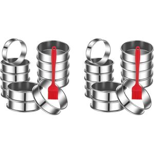 TLILY 24 Pack English Muffin Rings, 3.15 Inch Crumpets, Stainless Steel Double Rolled Muffin Rings, Baking Molds for Pastry