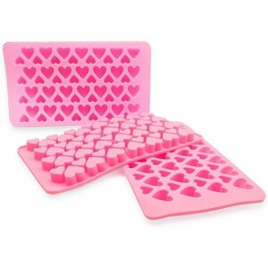 HÉLOISE 3 Pieces Candy Ice Mold, Silicone Ice Cube Trays Mini Heart Shape Candy Gummy Ball Jelly Chocolate Mold - Pink