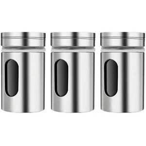 Cyslmuk - 3 Pieces Spice Jars with Swivel Lid, Stainless Steel Seasoning Bottle, Spice Jar Kitchen Spice Set, Spice Jars for Tea, Salt and Pepper