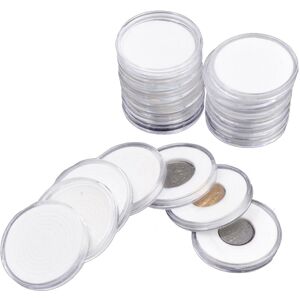 Tlily - 60 Pieces 46mm Coin Capsule Holders Applied Clear Plastic Round Storage Box