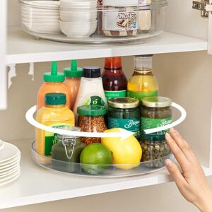 CCYKXA 1 Piece Transparent 360° Rotating Spice Rack Spice Holder Kitchen Rack No Drilling for Kitchen Storage