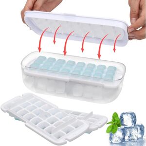 HÉLOISE Ice Cube Trays with Ice Storage Box, Press Type Ice Cube Mold, bpa Free, One Second Release of All Ice Cubes, 2 Pcs Ice Cube Tray for Cold Drinks