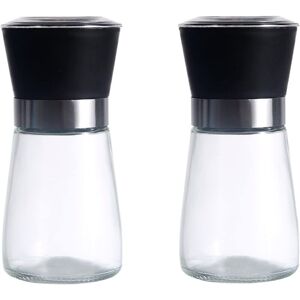 Linghhang - Pepper and Salt, Set of 2 Spice Mills, Adjustable Ceramic Grinder, For Various Spices, Black