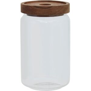 Premier Housewares - 800ml Round Clear Glass Jar With Acacia Wood Lid For Storage Multipurpose Stylish Lightweight Removable Lid w9 x d9 x h16cm