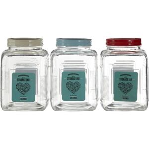 Premier Housewares - Assorted Square Clear Glass Large Storage Jar