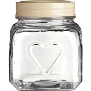 Premier Housewares - Glass Round Storage Jar 900ml Multipurpose Stylish Heart DesignLightweight Removable Lid Airtight w11 x d11 x h13cm