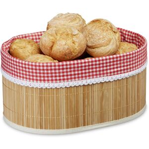 Relaxdays - Set of 4 Bamboo Bread Baskets, HxWxD: 16.5 x 33.5 x 23.5 cm, Fruit Bowl, Roll Bin, with Insert, Natural Brown