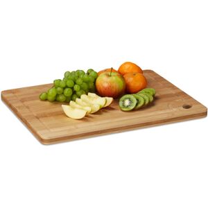 Relaxdays Set of 4 Bamboo Chopping Boards, Juice Groove, Handle Cut-Out, HxWxD: 2 x 40 x 30 cm, Wood, Natural Brown