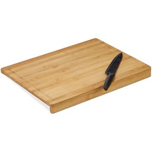 Relaxdays - Bamboo Chopping Board, Stop Edge & Juice Groove, Cutting Meat & Fish, Antibacterial, Kitchen, 45x35cm, Natural