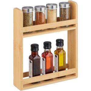 Relaxdays Bamboo Spice Rack, HWD: 30.5 x 25.5 x 6.5 cm, 2 Tiers, Freestanding Herb Storage, Kitchen Organiser, Natural