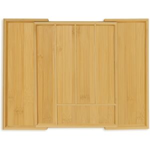 Relaxdays - Cutlery Tray, Extendable Insert, 5 to 7 Compartments, Drawer Organiser, Bamboo & mdf, Utensil Storage, Natural