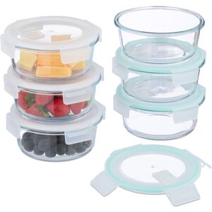 Relaxdays - Glass Containers with Lid, Set of 6, 620 ml, Meal Prep, Food Storage Boxes, Plastic Lid, Airtight, Transparent