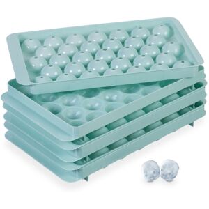 Relaxdays - Ice Cube Tray, Round, Set of 3, Reusable, 2.5 cm Balls, 33 Individual Sphere Cubes, Mould, Plastic Turquoise