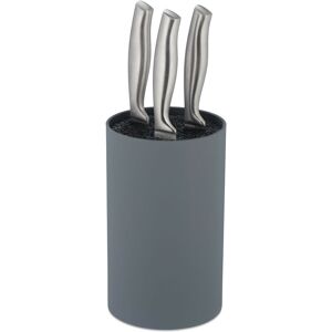 Knife Block, Empty, Round Blade Storage, HxD: 18 x 11 cm, Plastic, Standing, Universal Holder, Organiser, Grey - Relaxdays