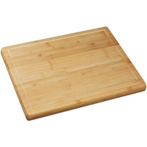 Relaxdays - Bamboo Chopping & Serving Board, 2x Set, Kitchen Chopping Board with Dip Rim, hwd: 2 x 56.5 x 50 cm, Natural