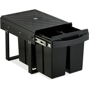 Relaxdays - Pull Out Kitchen Bin, 4 Compartments, 4 x 8L, 34.6x34x51.8 cm, Cupboard, Built-In Rubbish Disposal, Black
