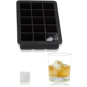 Silicone Ice Cube Tray, for 2.5 cm Ice Cubes, BPA-free, For Cocktails, Ice Cube Mould, HxWxD: 3 x 15 x 9.5 cm, Black - Relaxdays