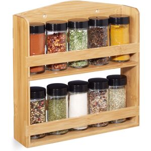 Relaxdays - Spice Rack, 10 Herb Jars with Shaker Inserts & Screw Caps, Standing & Hanging, Bamboo, Natural
