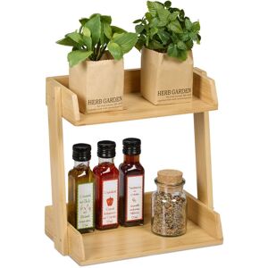 Relaxdays Spice Rack, Bamboo, 2 Levels for Jars and Bottles, Kitchen Stand, HWD: 27 x 27.5 x 16 cm, Organiser, Natural
