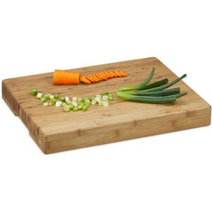 RELAXDAYS 4x Striped Chopping Board, Bamboo Cutting Board, Size: ca 5.5 x 45 x 35 cm, Recessed Grip, Oiled, Natural