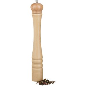 Relaxdays Wooden Pepper Mill, Ceramic Grinding Mechanism, Large, Size: 40 x 6 x 6 cm, Classic Design, Natural