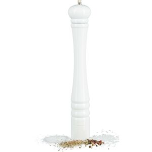 Relaxdays - Wooden Pepper Mill, Ceramic Grinding Mechanism, Large, Size: 40 x 6 x 6 cm, Classic Design, White