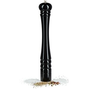 Relaxdays Wooden Pepper Mill, Ceramic Grinding Mechanism, Large, Size: 40 x 6 x 6 cm, Classic Design, Black