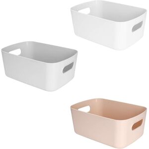 LINGHHANG Set of 3) Plastic Storage Basket with Handles, Small Lightweight Storage Box Organizer Bin for Bathroom, Kitchen, Kids Room