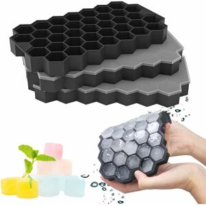 HÉLOISE Silicone Ice Cube Tray, 3 Pcs Hexagonal Silicone Ice Cube Tray with Lid, Easy Release 111 Trays Ice Cube Tray for Baby Food, Whiskey Ice Cubes, Beer,