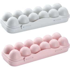 Egg Storage Box with Lid 2 Pieces Plastic Egg Container with Lid Plastic Egg Boxes Plastic Egg Storage Boxes for Refrigerator - Sollbry