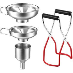 ZVD - Jam Funnel, Pack Contains Jar Tongs/3 Stainless Steel Funnels/Filter, Stainless Steel Funnel for Liquid or Jam and Jar Lifting Tongs