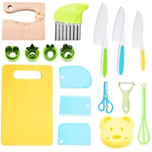 COOCHEER 17Pcs Kids Kitchen Knives and Utensils Set, Safety Kitchen Knife with Cookie Cutters, Wooden Knives for Cutting Fruit Vegetables, for 2 Years Old and COOCHEER 17Pcs Kids Kitchen Knives and Utensils Set, Safety Kitchen Knife with Cookie Cutters, Wooden Knives for Cutting Fruit Vegetables, for 2 Years Old and