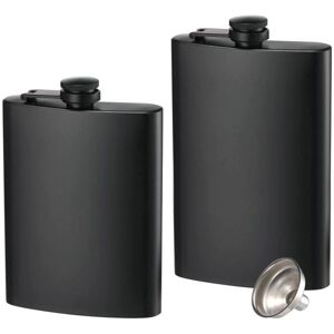 TLILY 2 Pack Hip Flasks for Liquor, 8 Oz Stainless Steel Leakproof Thin with Funnel Men & Women (Matte Bla TLILY 2 Pack Hip Flasks for Liquor, 8 Oz Stainless Steel Leakproof Thin with Funnel Men & Women (Matte Bla