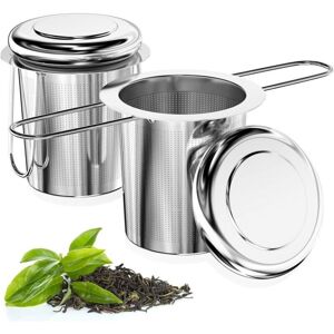TEHTUY 2-Piece Tea Infuser Set in 304 Stainless Steel, Fine Mesh Tea Filter with Foldable Handles and Lid, Reusable Tea Infuser, Universal Tea Strainer for TEHTUY 2-Piece Tea Infuser Set in 304 Stainless Steel, Fine Mesh Tea Filter with Foldable Handles and Lid, Reusable Tea Infuser, Universal Tea Strainer for