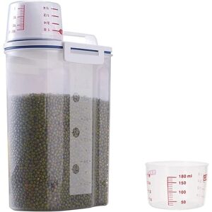 Longziming - 2L Storage Cans, Pet Food Container, Airtight Food Storage Container with Lid + Measuring Cup, 2KG Airtight Grain Container Longziming - 2L Storage Cans, Pet Food Container, Airtight Food Storage Container with Lid + Measuring Cup, 2KG Airtight Grain Container
