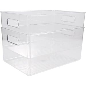 TLILY 2Pcs Plastic Kitchen Pantry Cabinet,Refrigerator or Freezer Food Book Storage Bins with Handles-Organizer for Snacks TLILY 2Pcs Plastic Kitchen Pantry Cabinet,Refrigerator or Freezer Food Book Storage Bins with Handles-Organizer for Snacks