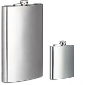 RELAXDAYS 2x stainless steel flasks, XXL hip flask with 1.8L capacity, 200ml pocket flask, ideal for outdoor use, silver RELAXDAYS 2x stainless steel flasks, XXL hip flask with 1.8L capacity, 200ml pocket flask, ideal for outdoor use, silver